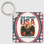 米国250年 – 愛国的なハゲ・イーグル2026年7月4日 キーホルダー (正面)