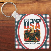 米国250年 – 愛国的なハゲ・イーグル2026年7月4日 キーホルダー (正面)