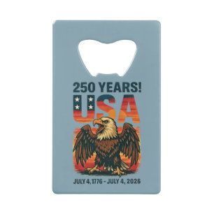 米国250年 – 愛国的なハゲ・イーグル2026年7月4日 クレジットカード栓抜き