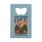 米国250年 – 愛国的なハゲ・イーグル2026年7月4日 クレジットカード栓抜き (裏面)