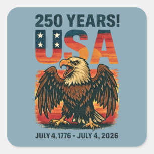 米国250年 – 愛国的なハゲ・イーグル2026年7月4日 スクエアシール
