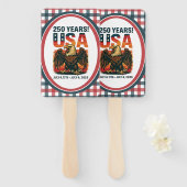 米国250年 – 愛国的なハゲ・イーグル2026年7月4日 ハンドファン (正面&裏面)