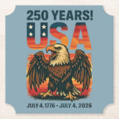 米国250年 – 愛国的なハゲ・イーグル2026年7月4日 ペーパーコースター (正面)