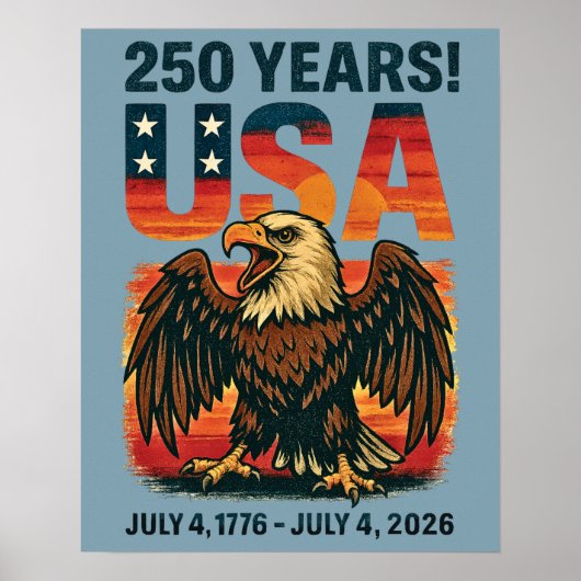 米国250年 – 愛国的なハゲ・イーグル2026年7月4日 ポスター (正面)
