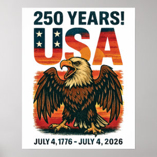 米国250年 – 愛国的なハゲ・イーグル2026年7月4日 ポスター