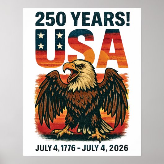 米国250年 – 愛国的なハゲ・イーグル2026年7月4日 ポスター (正面)