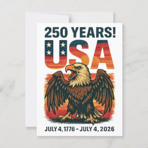 米国250年 – 愛国的なハゲ・イーグル2026年7月4日 ポストカード