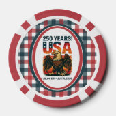 米国250年 – 愛国的なハゲ・イーグル2026年7月4日 ポーカーチップ (裏面)
