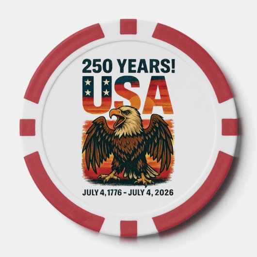 米国250年 – 愛国的なハゲ・イーグル2026年7月4日 ポーカーチップ (正面)