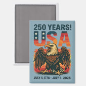 米国250年 – 愛国的なハゲ・イーグル2026年7月4日 マグネット (正面/裏面)