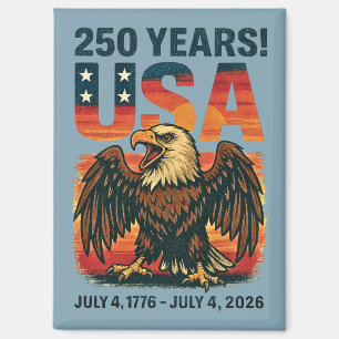 米国250年 – 愛国的なハゲ・イーグル2026年7月4日 マグネット