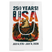 米国250年 – 愛国的なハゲ・イーグル2026年7月4日 ミディアムペーパーバッグ (裏面)