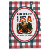 米国250年 – 愛国的なハゲ・イーグル2026年7月4日 ミディアムペーパーバッグ (裏面)