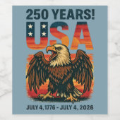 米国250年 – 愛国的なハゲ・イーグル2026年7月4日 ワインラベル (シングルラベル)