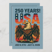 米国250年 – 愛国的なハゲ・イーグル2026年7月4日 招待状 (正面/裏面)