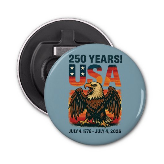 米国250年 – 愛国的なハゲ・イーグル2026年7月4日 栓抜き (正面)