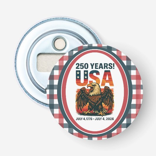 米国250年 – 愛国的なハゲ・イーグル2026年7月4日 栓抜き (正面)