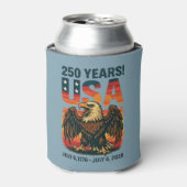 米国250年 – 愛国的なハゲ・イーグル2026年7月4日 缶クーラー (缶正面)