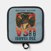 米国250年 – 愛国的なハゲ・イーグル2026年7月4日 鍋敷き (正面)