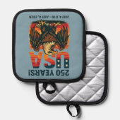 米国250年 – 愛国的なハゲ・イーグル2026年7月4日 鍋敷き (正面/裏面)