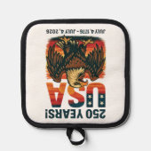 米国250年 – 愛国的なハゲ・イーグル2026年7月4日 鍋敷き (正面)