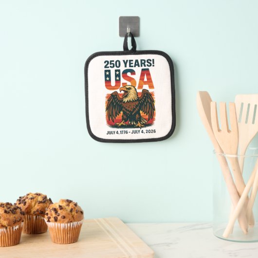 米国250年 – 愛国的なハゲ・イーグル2026年7月4日 鍋敷き (インサイチュ (吊り下げ))