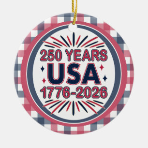 米国250年 1776-2026年1500年 セラミックオーナメント