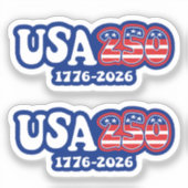 米国250 – アメリカの250番目の誕生日赤白青 シール (正面)