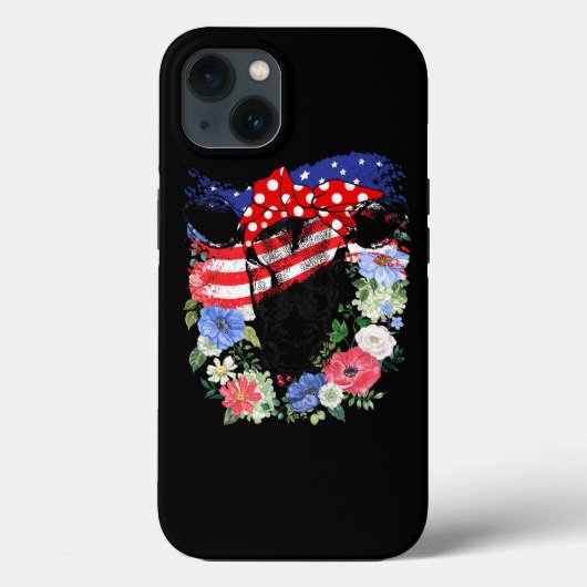 米国4th 7月アメリカ国旗の愛国的な牛の恋人ヘイ Case-Mate iPhoneケース (裏面)