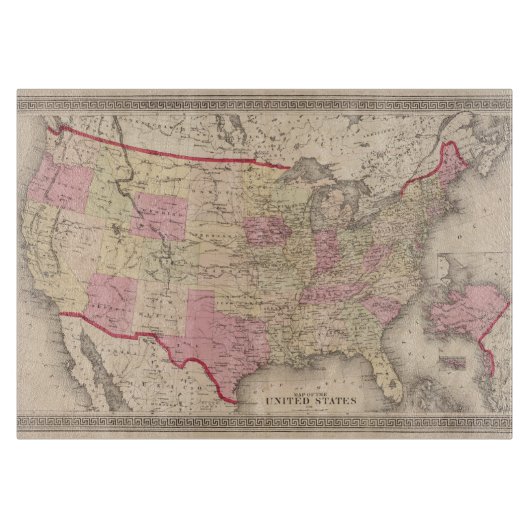 米国5の地図 カッティングボード (正面)