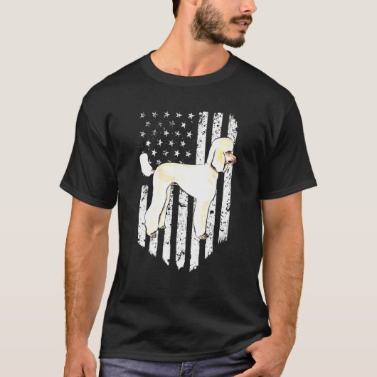 米国7月4日の白米国旗のプードル Tシャツ (正面)