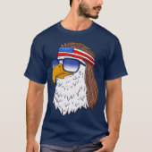 米国7月4日アメリカのハゲおもしろいワシ Tシャツ (正面)