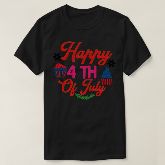 米国7月4日ハッピーアメリカ Tシャツ (デザイン正面)