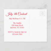 米国7月4日パーティー花火ロケットポップ・アートの招待状 インビテーションポストカード (裏面)