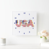 米国 – アメリカ合衆国 – 国旗 – 愛国心 スクエア壁時計 (ホーム)