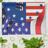 米国 – アメリカ国旗と星（丸） キッチンタオル (折り畳み)