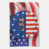 米国 – アメリカ国旗と星（丸） キッチンタオル (縦)