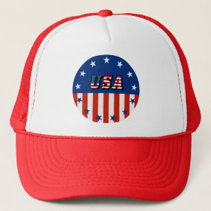米国 – アメリカ国旗と星(丸) キャップ