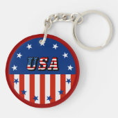 米国 – アメリカ国旗と星（丸） キーホルダー (裏面)