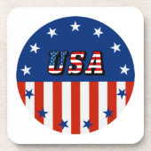 米国 – アメリカ国旗と星（丸） コースター (正面)