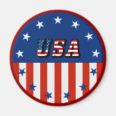米国 – アメリカ国旗と星（丸） マグネット (正面)