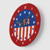 米国 – アメリカ国旗と星(丸) ラージ壁時計 (傾斜)