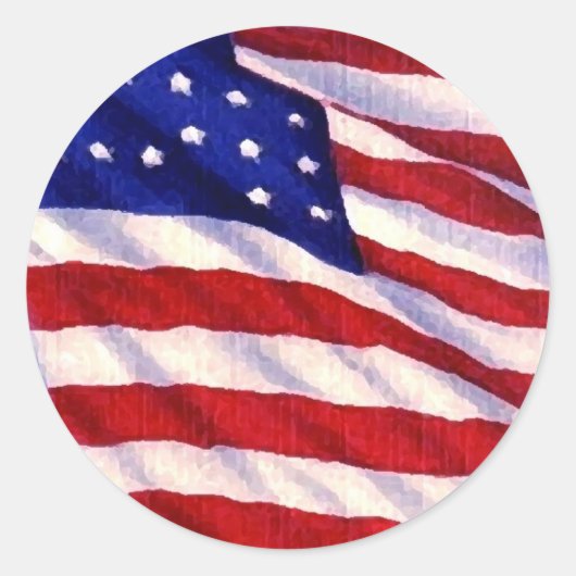 米国 – アメリカ国旗のアポップ・アートのートステッカー ラウンドシール (正面)