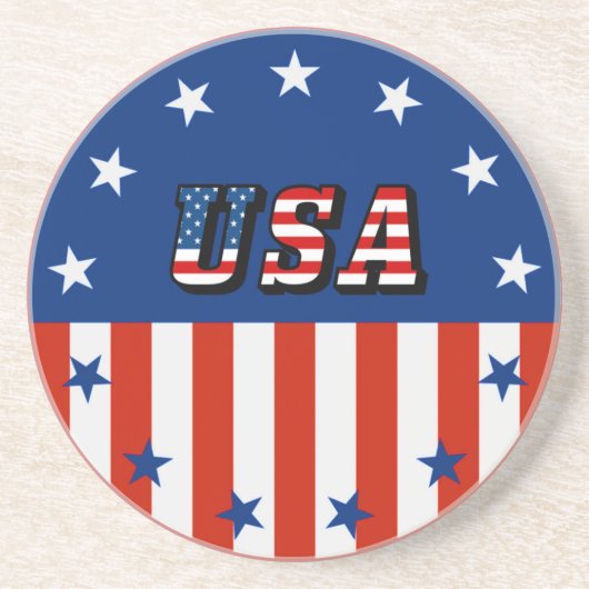 米国 – アメリカ国旗の星の円の飲料用コースター コースター (正面)