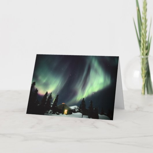 米国、アラスカ、チェナ·ホット·春。オーロラ カード (正面)