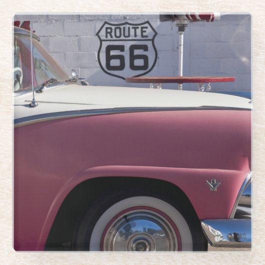 米国、アリゾナ、ウィリアムス。 Rt. 66町、50年代 ガラスコースター (正面)