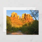 米国、アリゾナ。カテドラルロックアットサンセット ポストカード (正面/裏面)
