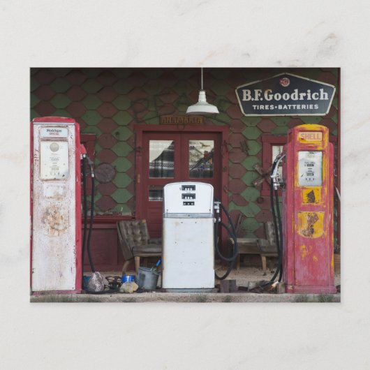 米国、アリゾナ。塩化物幽霊タウン、古いガス ポストカード (正面)
