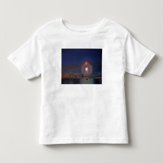 米国、イリノイ、シカゴの7月4日の花火 トドラーTシャツ (正面)