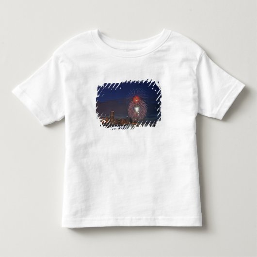 米国、イリノイ、シカゴの7月4日の花火 トドラーTシャツ (正面)